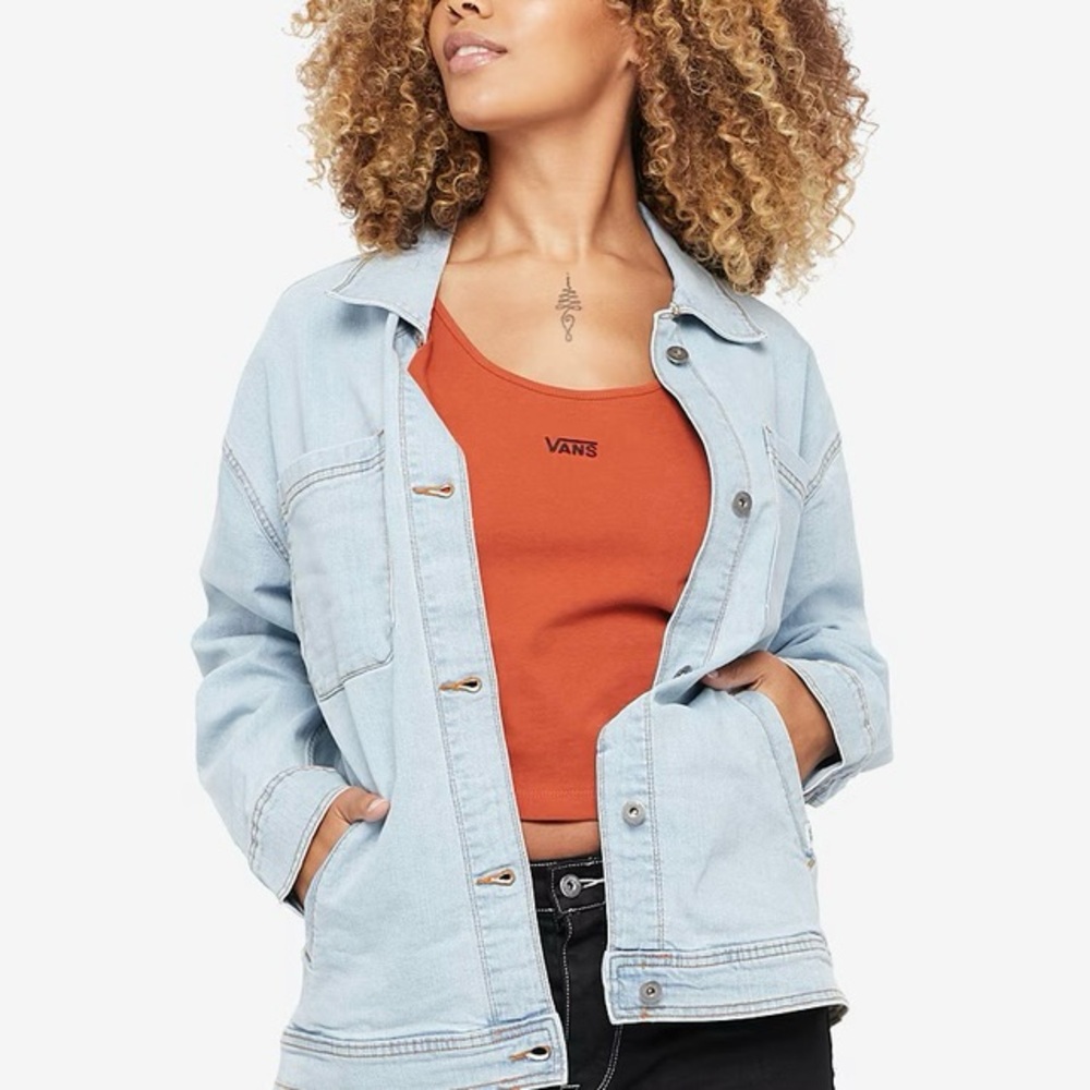 Vans Denim Jacket Women’s Leila Small Blue Light Wash Denim Y2K Skater Gorpcore
